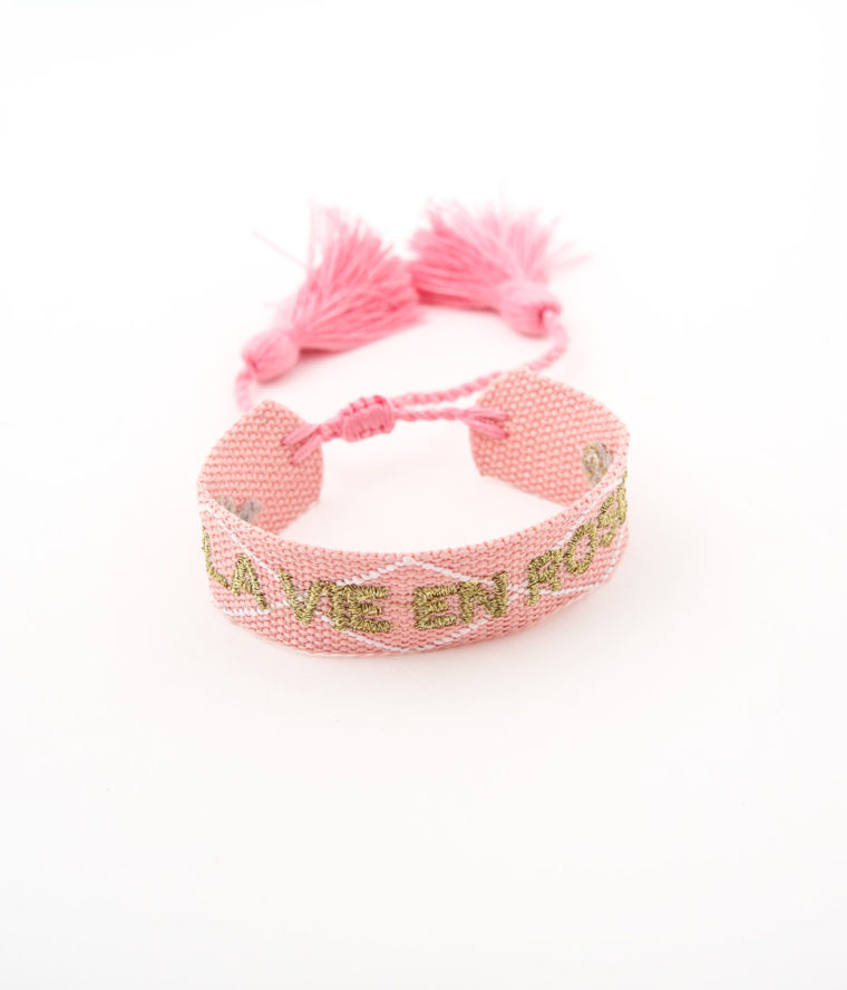 Bracelet tissé “La Vie en Rose”
