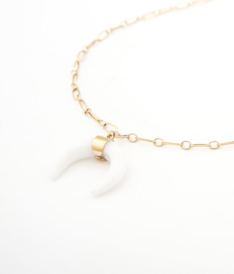 Sautoir Horn Agate Blanche
