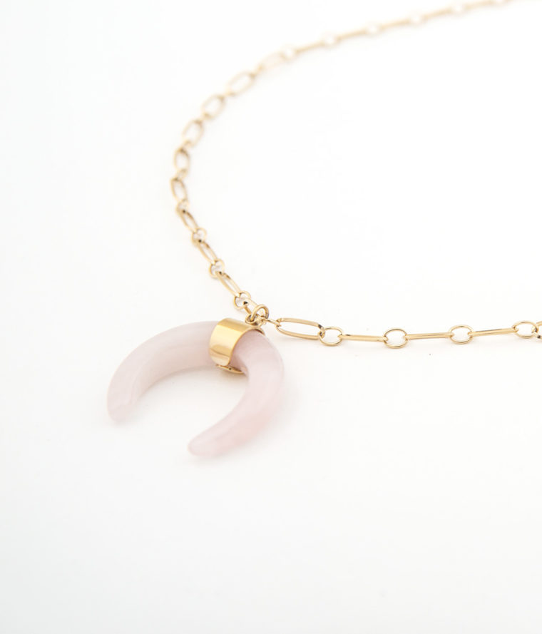 Sautoir Horn Quartz Rose