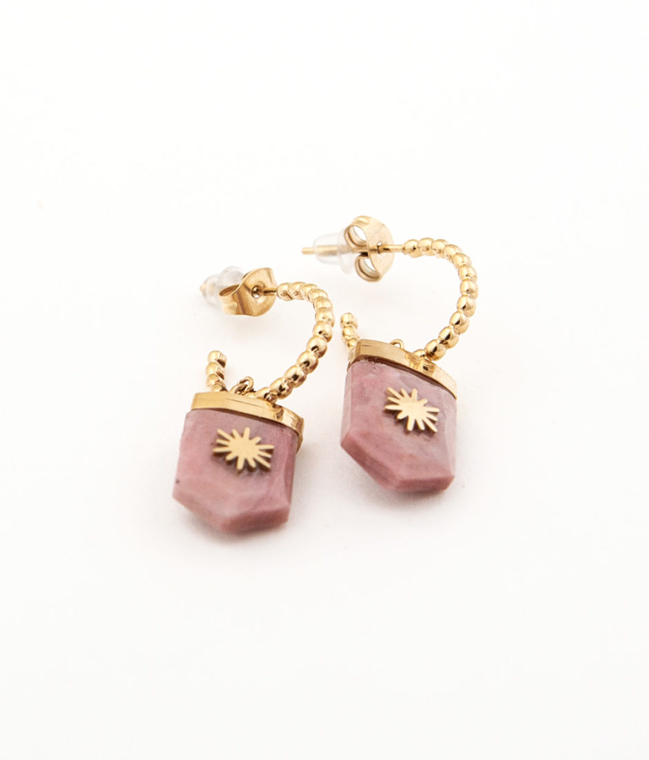 Boucles d'oreilles Pink Rhodonite