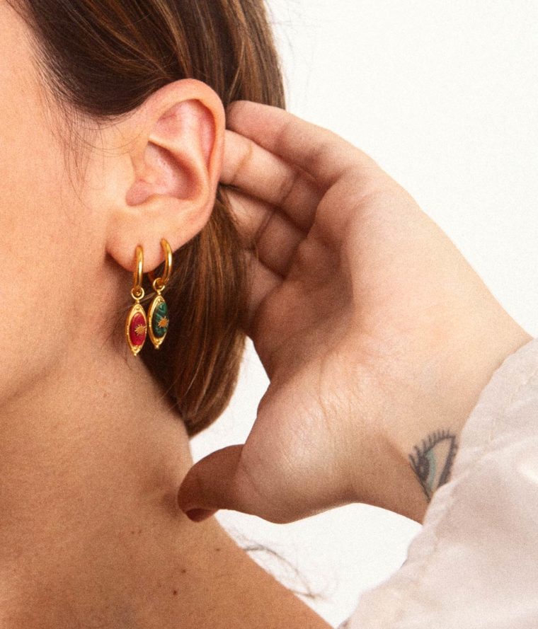 Boucles d'oreille Star Agate Rose – Image 2