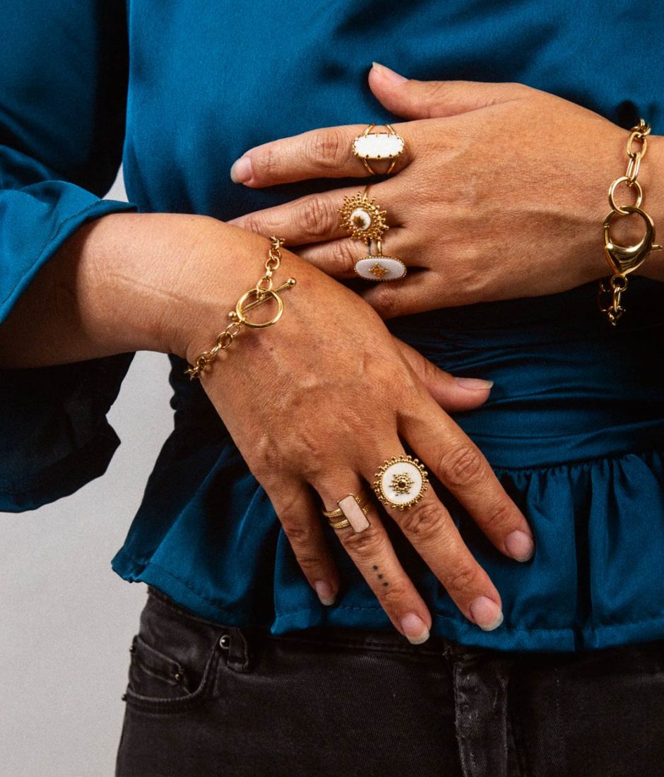 Bague Ornament Jade Blanc