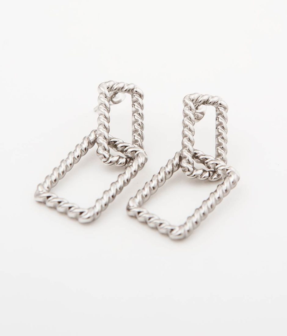 Boucles d'oreilles Twisted Square Silver