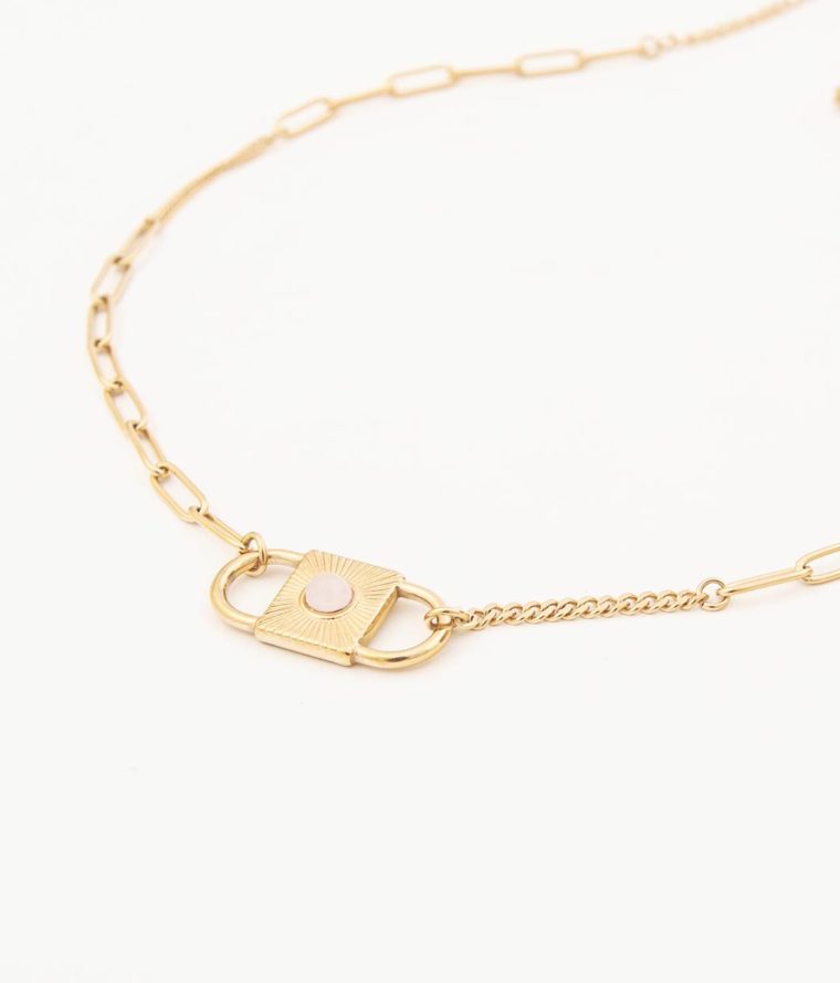 Collier Lock Quartz Rose