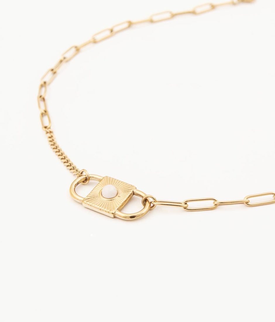 Collier Lock Jade Blanc
