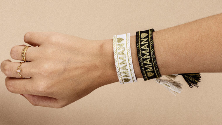 Bracelet tissé Maman blanc