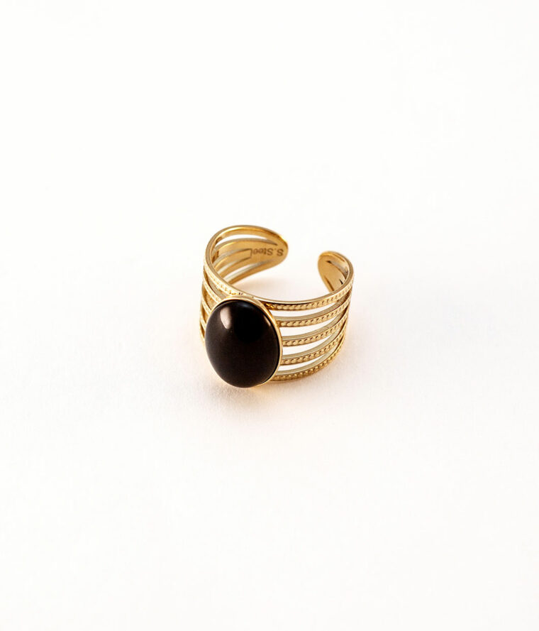 Bague multirangs Agate noire