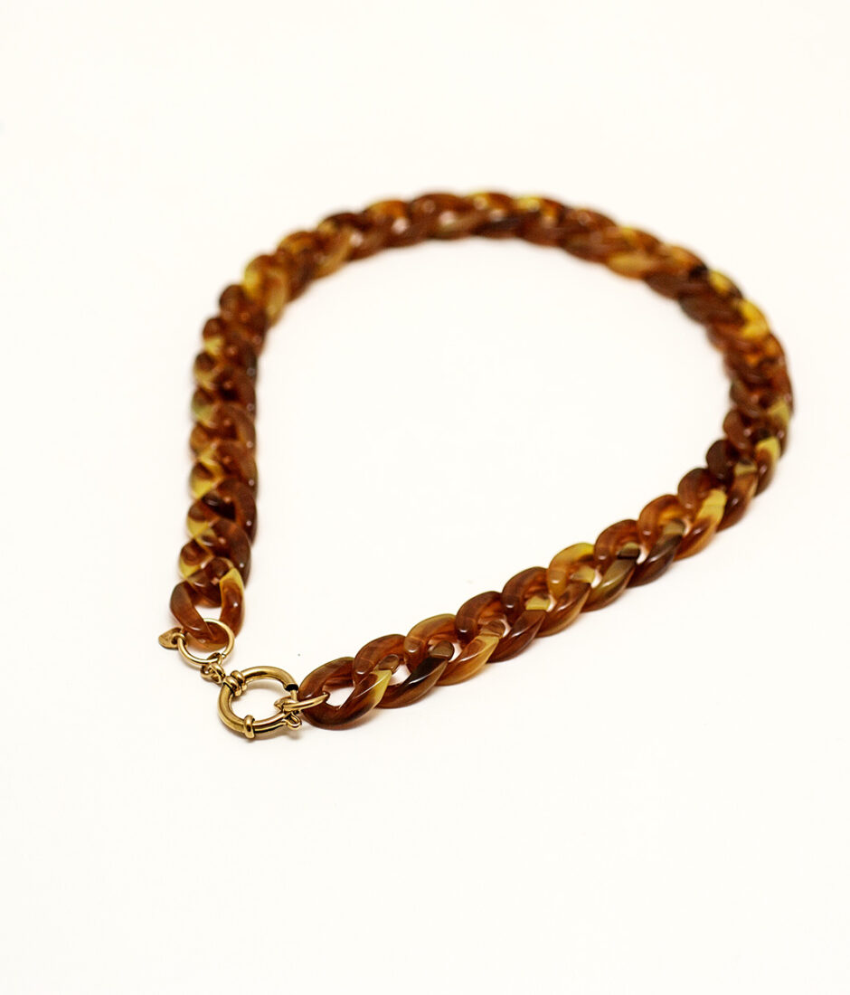 collier maillons acrylique brown