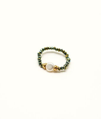 bague green pearls