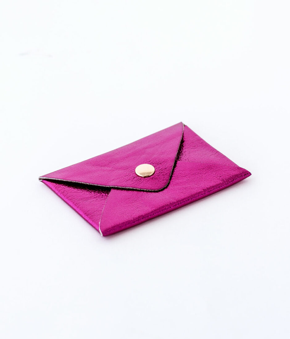 Porte cartes irisé fuchsia