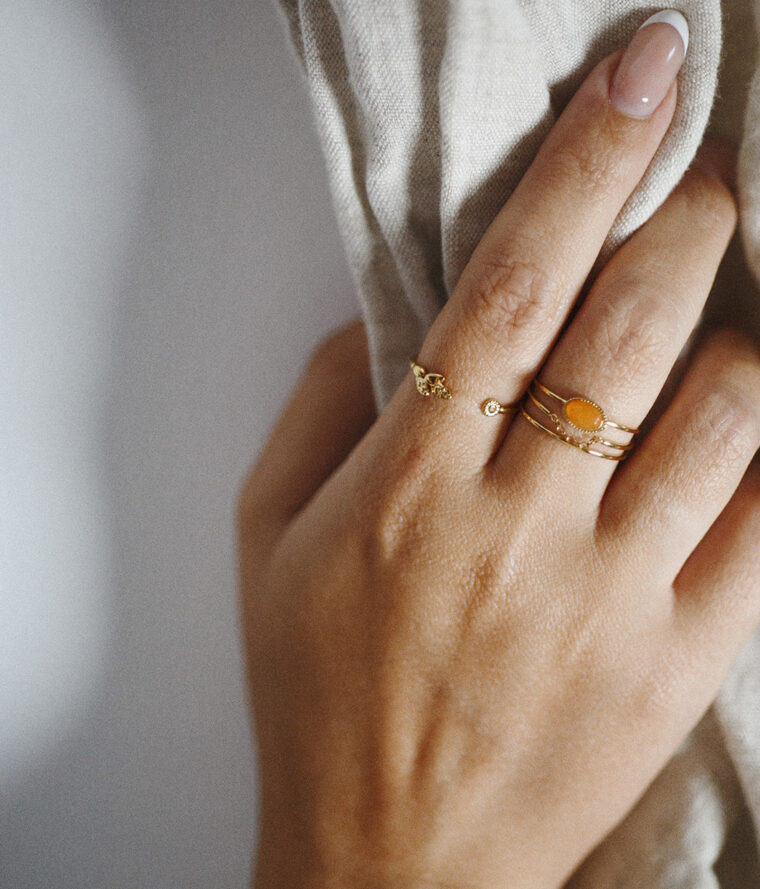 bague acier inoxydable doré