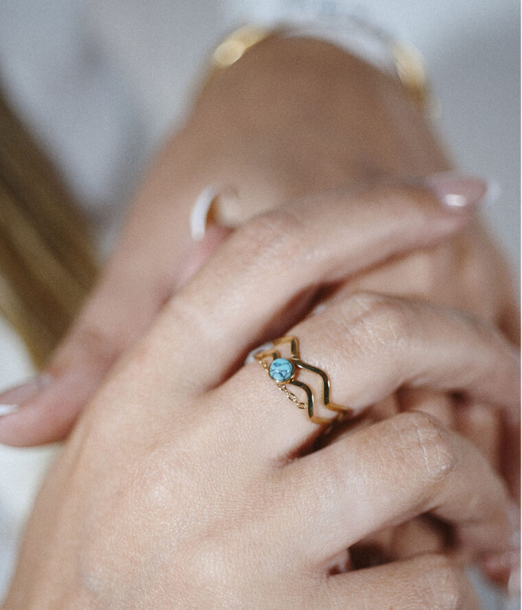 bague chaine turquoise