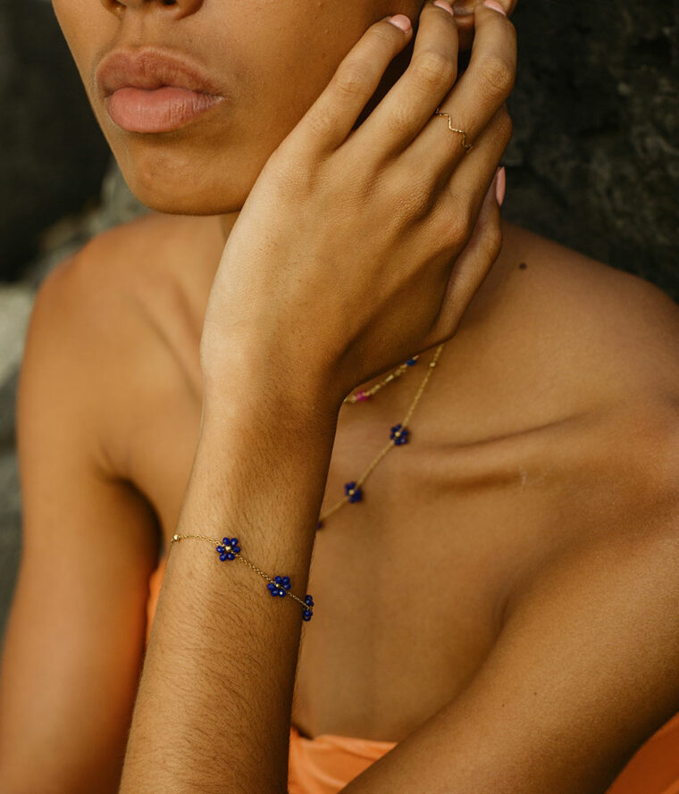 bracelet perles fleurs