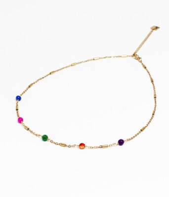 collier perles colorées