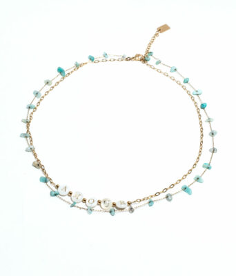 Collier double rang amour amazonite