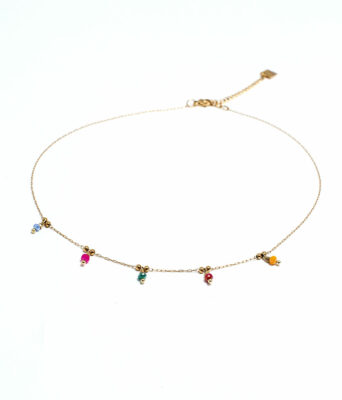 collier perles colorées