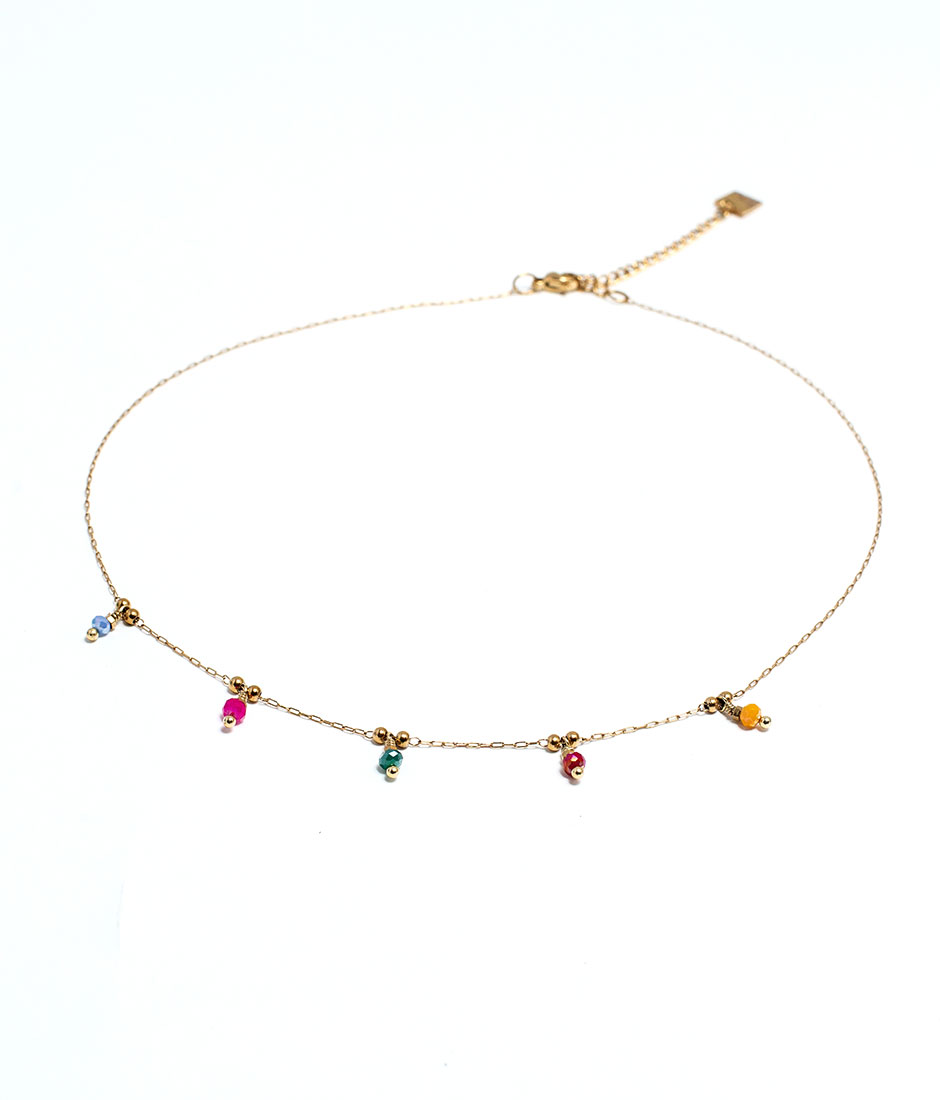 collier perles colorées