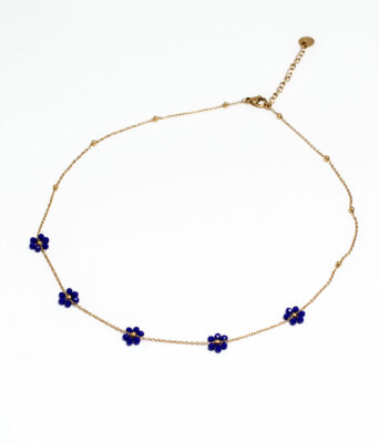 collier perles fleurs