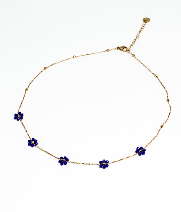 collier perles fleurs