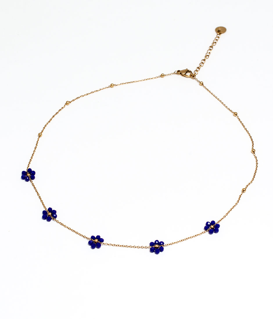 collier perles fleurs