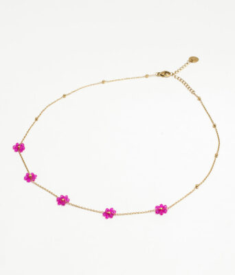 collier perles fleurs