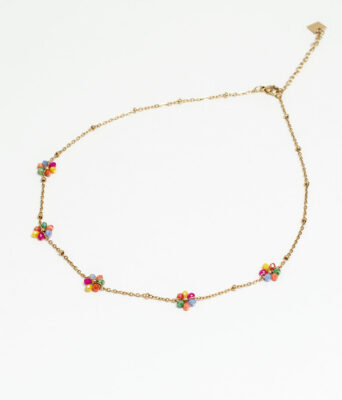 collier perles fleurs