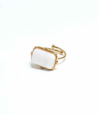 bague carrée jade blanc