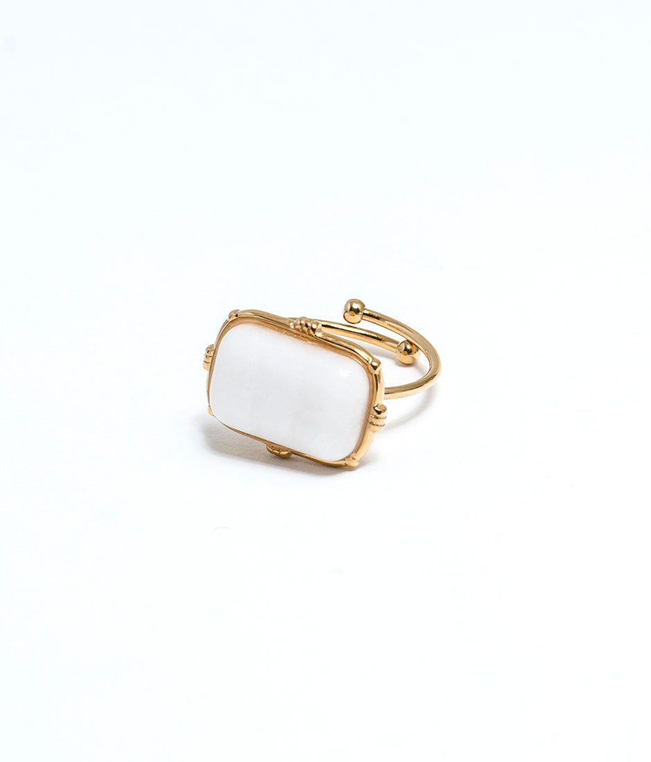 bague carrée jade blanc