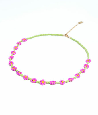 collier perles fleurs