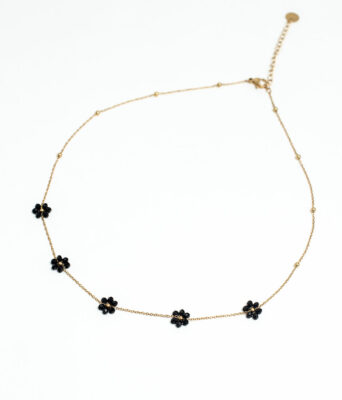 collier perles fleurs