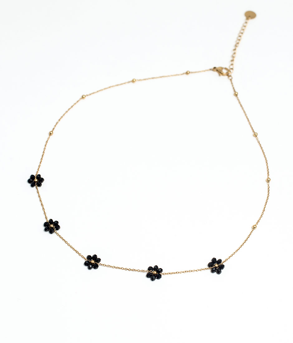 collier perles fleurs