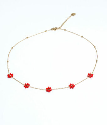 collier perles fleurs