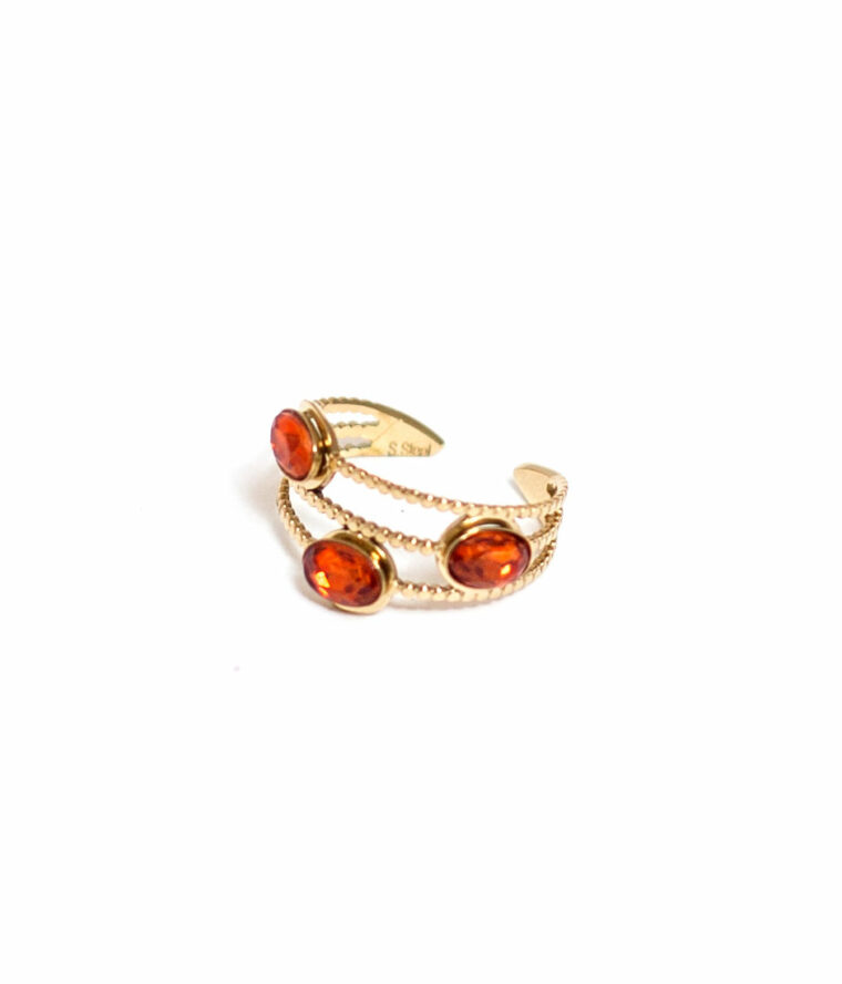 Bague strass orange