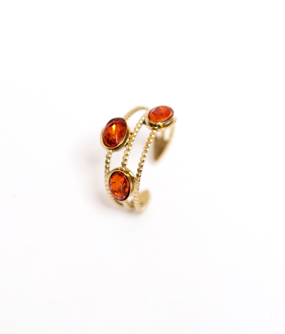 Bague strass orange