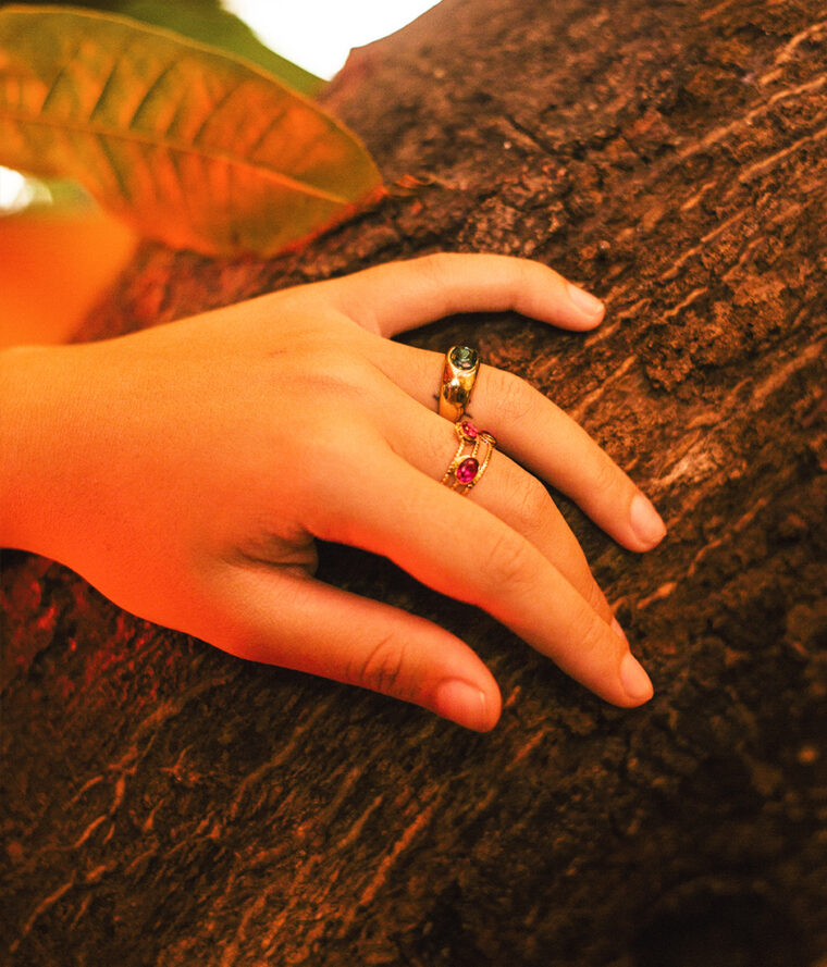 Bague strass fuchsia