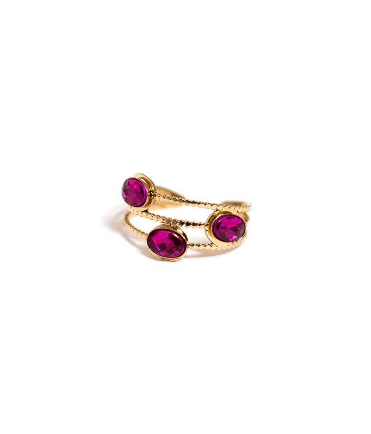 Bague strass fuchsia