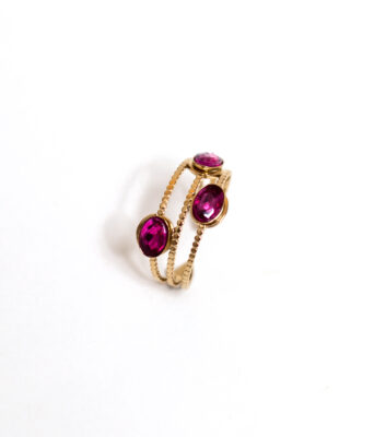 Bague strass fuchsia