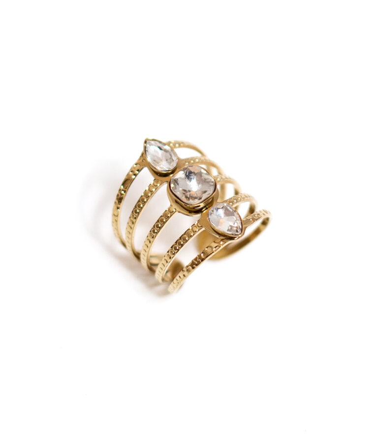 Bague multirang strass