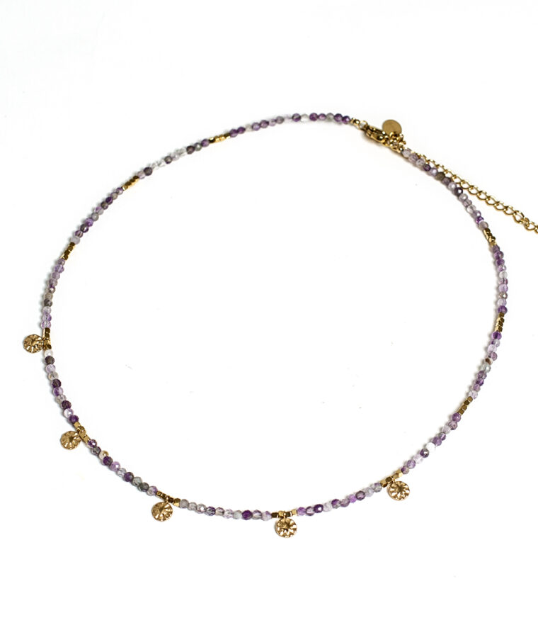 Collier perles d'améthyste