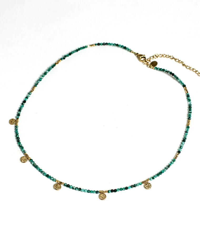 Collier perles de malachite