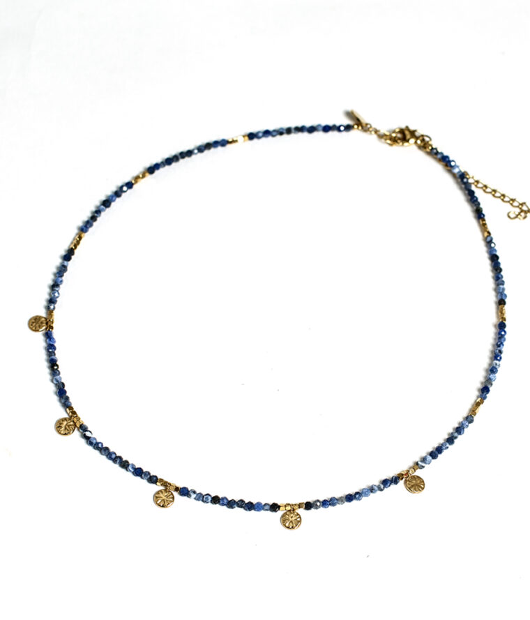 Collier perles de sodalite