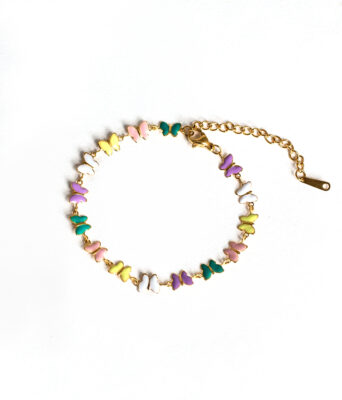 bracelet papillons émail coloré