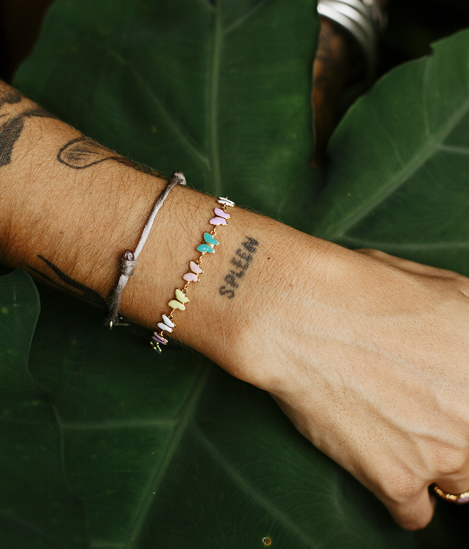 bracelet papillons émail coloré