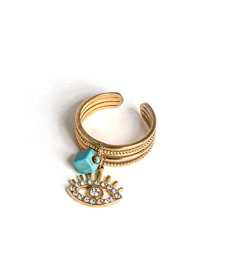 Bague oeil zircon turquoise